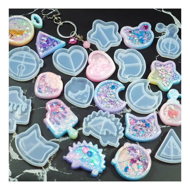 

DIY Kawaii Strawberry Shaker Silicone Molds Jewelry Craft Tool Epoxy Resin Star Bear Popsicle Key Chain Charms Shiny Stuff Mould