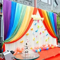 Party Backdrops Curtain 10FTX20FT Ice Silk Rainbow Colorful Birthday Wall Background Drape Diy Photo Booth Wedding Stage Decor