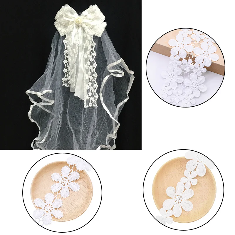 2yard High Quality White Black Flower Embroidery Lace Ribbon Fabric DIY Handmade Sewing Accessories For Wedding Garment Material | Дом и сад