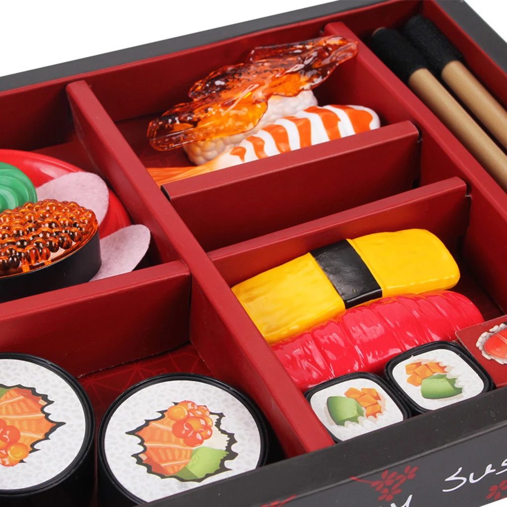 Simulation Food Trays with Sushi - Pretend Play Kitchen Food Set for Toddlers 3
