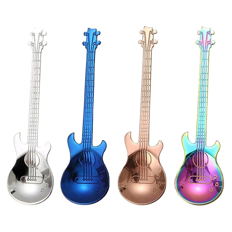 

Guitar Coffee Teaspoons,4 Pcs Stainless Steel Musical Coffee Spoons Teaspoons Mixing Spoons Sugar Spoon(Colorful)
