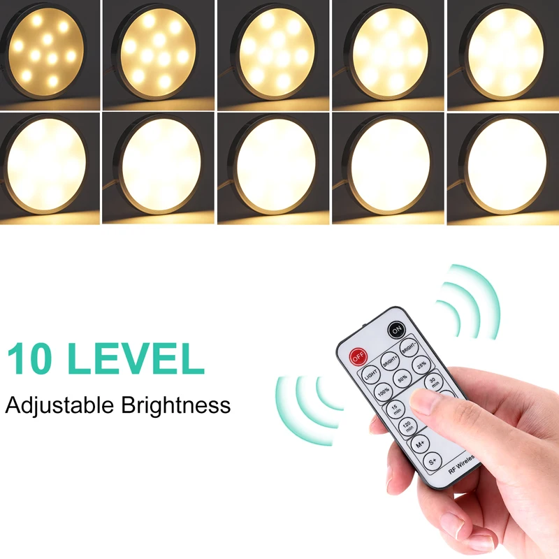 aiboo led under cabinet puck light under counter lights with wireless timer remote dimmable for kitchen shelf furniture lighting free global shipping