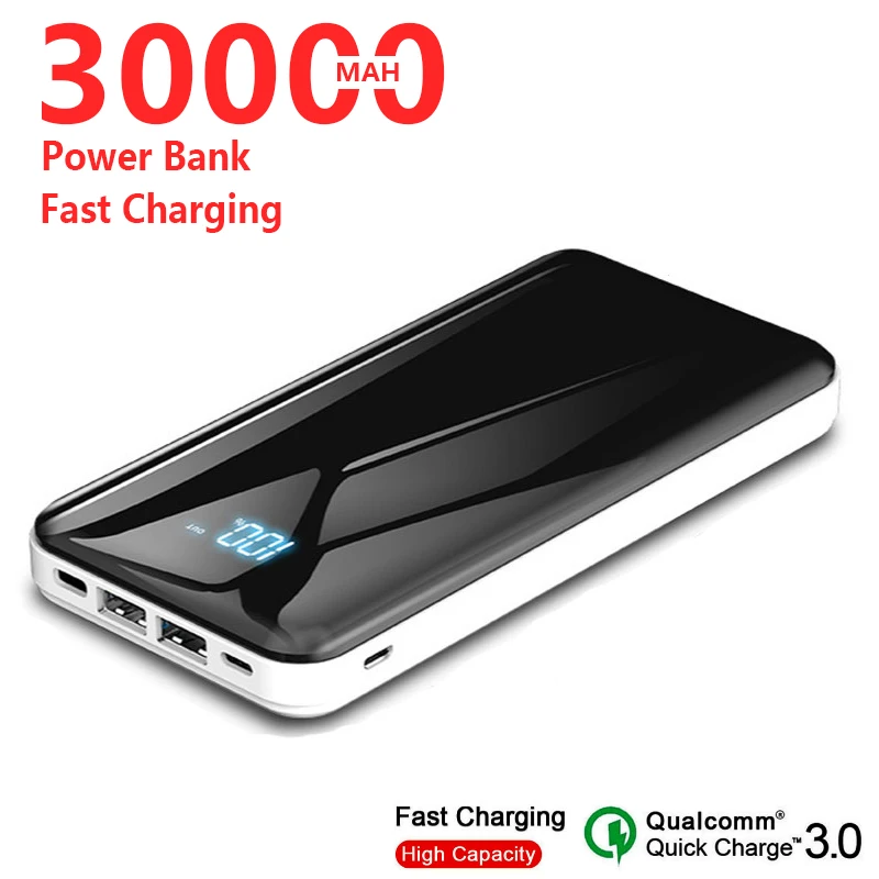 30000mAh Банк мощности большой емкости подходит для всех смартфонов Портативное