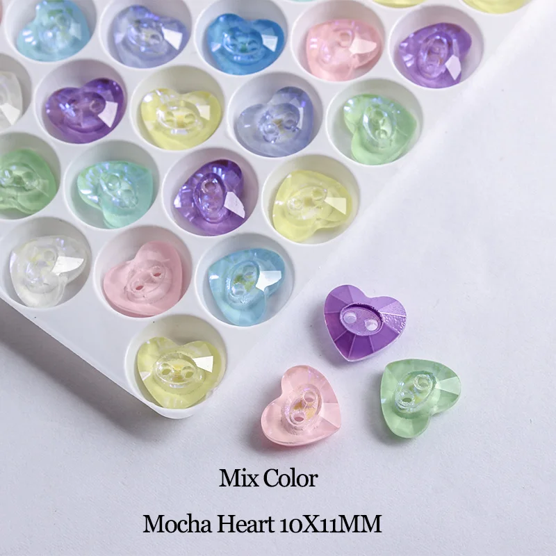 

30-100pcs 10X11mm Mocha Pointed Heart Shaped Nail Art Buttons with Hole Rhinestone Glass Stone DIY Manicure Accessories