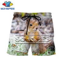 sonspee animals shorts men woman squirrel forest lovely funny fashion large size harajuku polyester lacing elastic waist shorts
