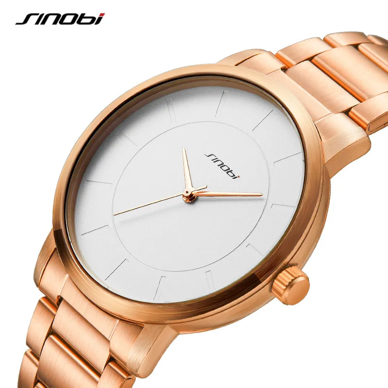 Golden Women Fashion Watches Sinobi Original Design Woman's Quartz WristWatch Couple Clock Steel Geneva Relogio 2020 Gift Watch |