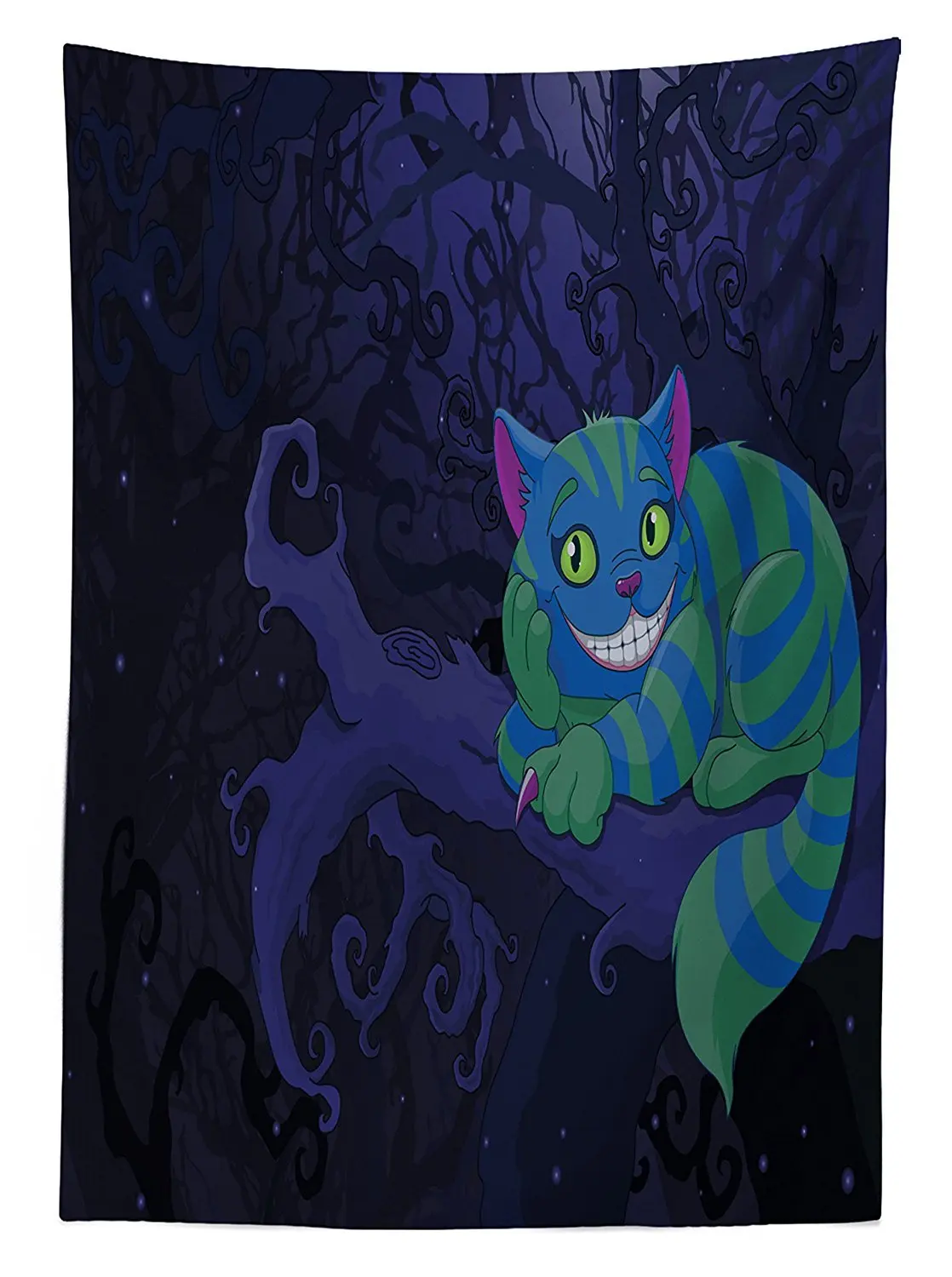 Алиса в стране чудес скатерть Chester кошка сидит на ветке сказочный лес с рисунком