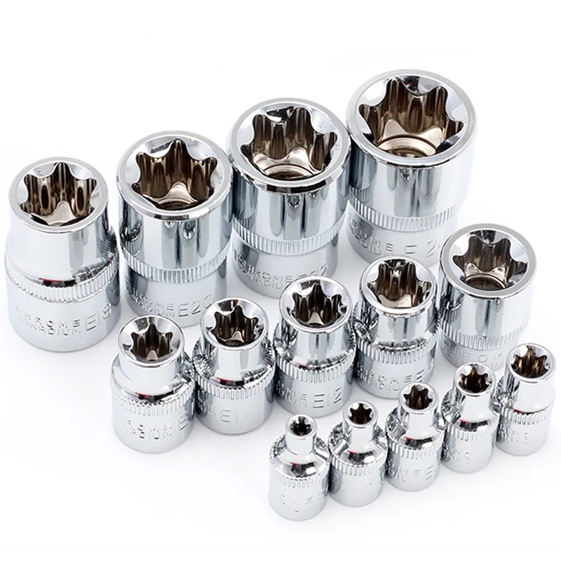 1 шт. E4 E24 торкс гнездо 1/4 &quotи 3/8&quot и 1/2 &quote тип шестигранный ключ CR V торцевые