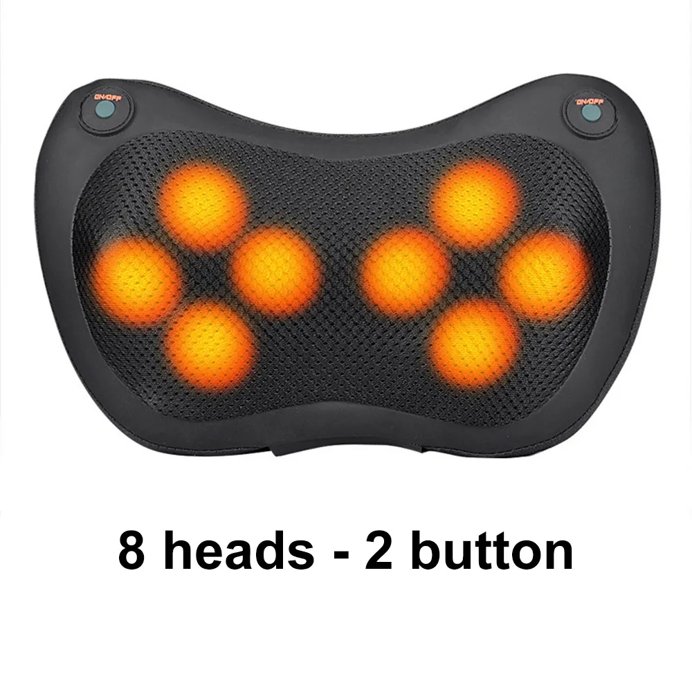 black 2button 8head 12/8/6/4 глав массажная подушка сзади массажер для шеи шиацу боли автомобиля домой талии тело Электрический массажер - Цвет: black 2button 8head
