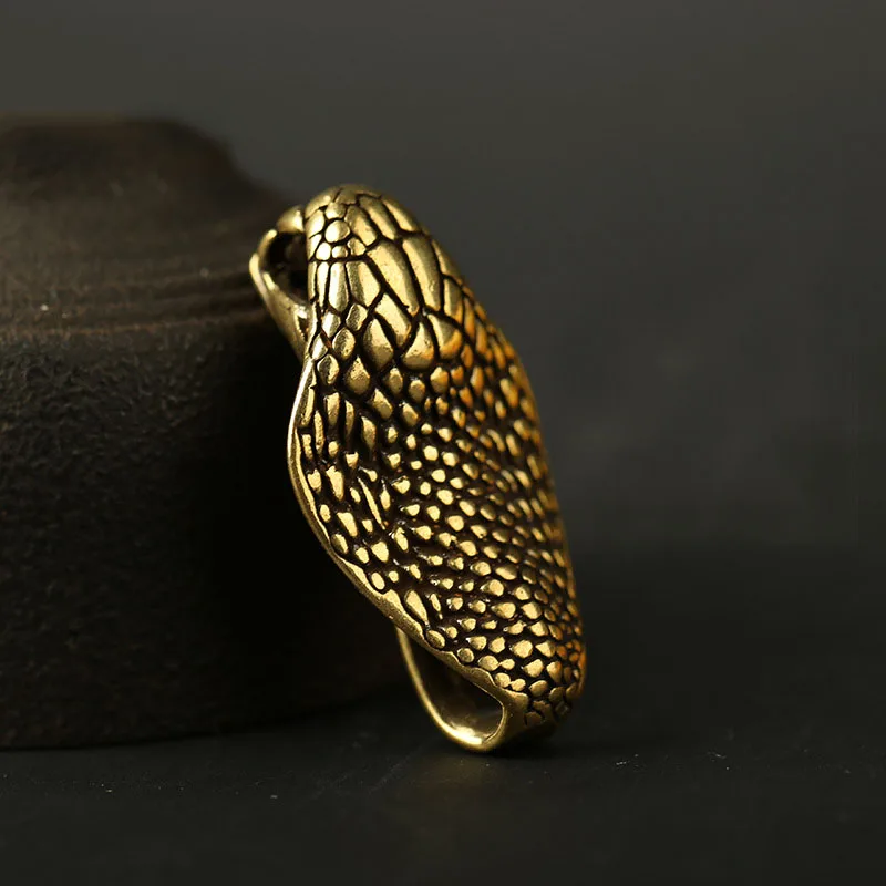 Винтажный медный брелок ручной работы в виде кобры змеи головы мужской поясной