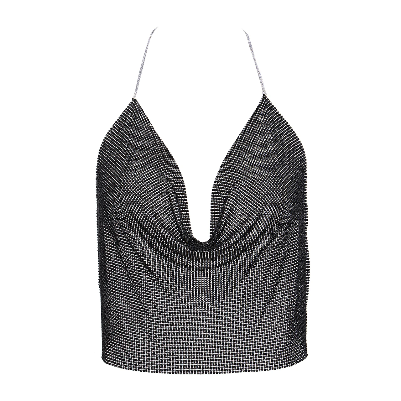 

Summer Sexy Camis Elegant Metal Crop Top Club Backless Bralette Beach Halter Gold Sequined Party Women Tank Top Camisole