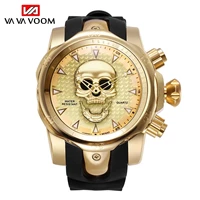 2022 new skull watch men watches fashion stainless steel gold quartz wristwatch sports waterproof military relogios masculinos
