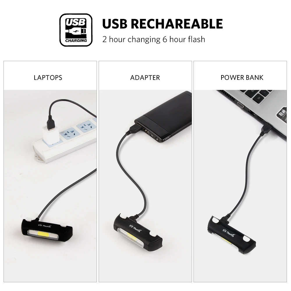Яркий велосипедный светильник ThorFire, Перезаряжаемый USB, велосипедный задний светильник, водонепроницаемый, 7 режимов, 120лм, 200 м, для велоспорта, безопасный светильник-вспышка