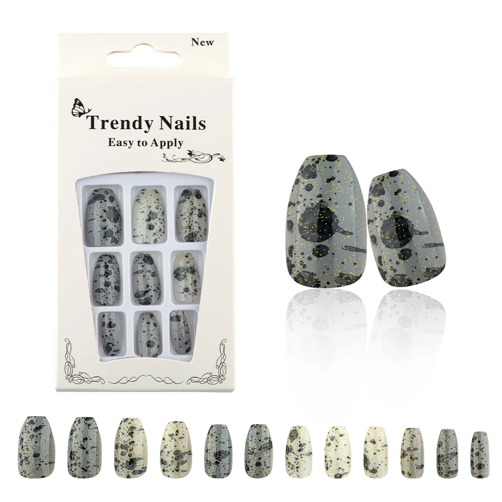 

Gradient Colors False Nail Tips 24pcs Short Ballerina Nails Art Patches Full Cover Extension Press on Nails Manicure Tools