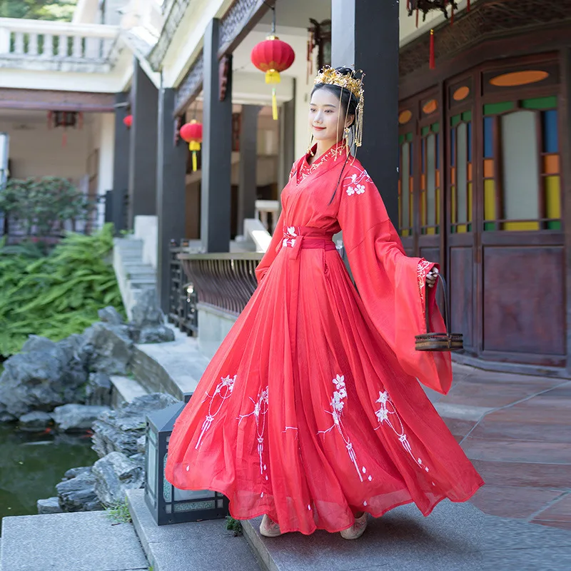 Hanfu Heavy Embroidery Wide Sleeve Ru Skirt Pendulum Set Wedding celebration China tradition