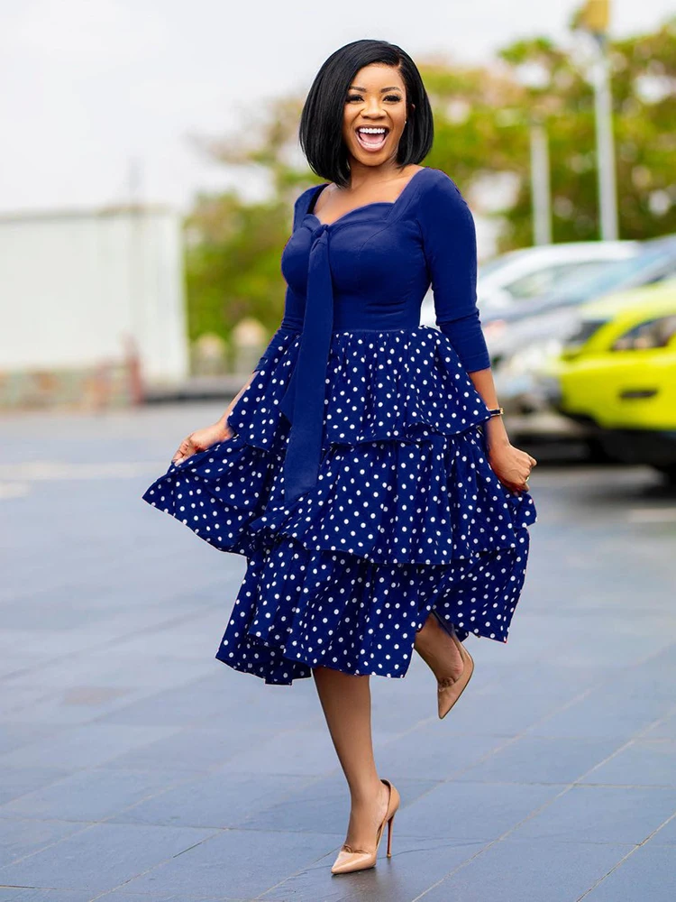 Платье женское в африканском стиле пикантное бальное с V-образным вырезом и