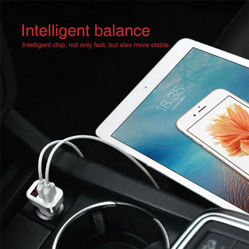 Dual USB Car Charger OLAF Digital Display LED GPS Automatic Fast Charging Adapter Chargers for Samsung Xiaomi Tablet | Мобильные
