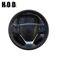 car steering wheel cover for honda crv cr v 20122013 2014 2015 diy hand stitch black microfiber leather