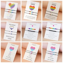 2PCS/Set Love Is Love Rainbow Wish Bacelet Handmade Bead Couple Friendship Bracelet Boho Jewelry Bra