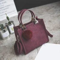 brand designers hangbags for women pu leather hairball pendant handbag ladys shoulder messenger bag for women tote bag