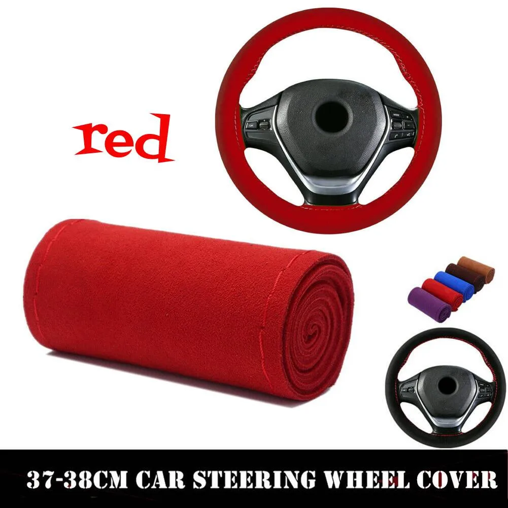 

38cm Steering Wheel Cover Accessories Auto Car Comfortable Leather Red