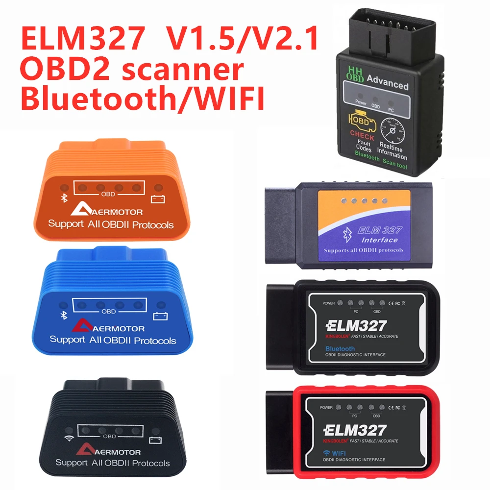 

Автомобильный диагностический сканер Elm327 obd2, Bluetooth wi-fi V1.5/V2.1, считыватель кодов для Android, Windows, PIC18F25K80, автомобильные аксессуары
