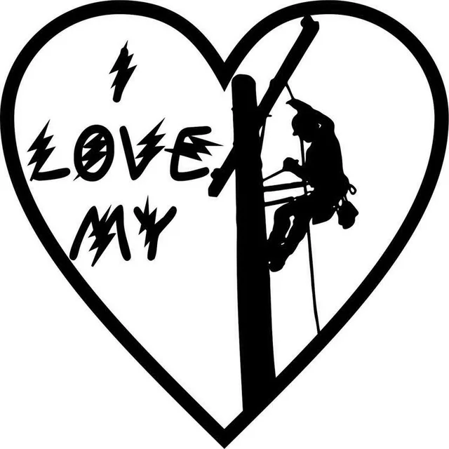 

15cm*15cm L LOVE MY Lineman Electrician Heart Man Fashion Vinyl Car Sticker Decals Black/Silver