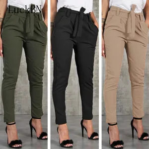 Женские облегающие эластичные леггинсы, брюки-карандаш с высокой талией, поясом-бантом и кулиской, Новинка лета-осени 2019