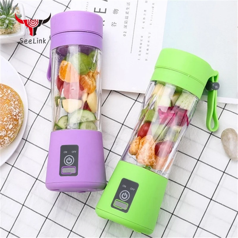 

Protable Mini Juicer Cup Single Serve Personal Size Blender USB Recharge 380ml Fruit Mixing Machine Multifunction Juice Making