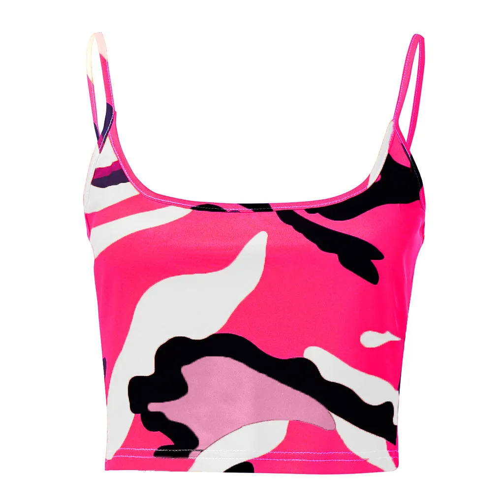 Sale and Hot Deals Summer Women Camouflage Sleeveless Tank Top Bustier Bra Vest Crop Top New Fashionable Sports Vest For