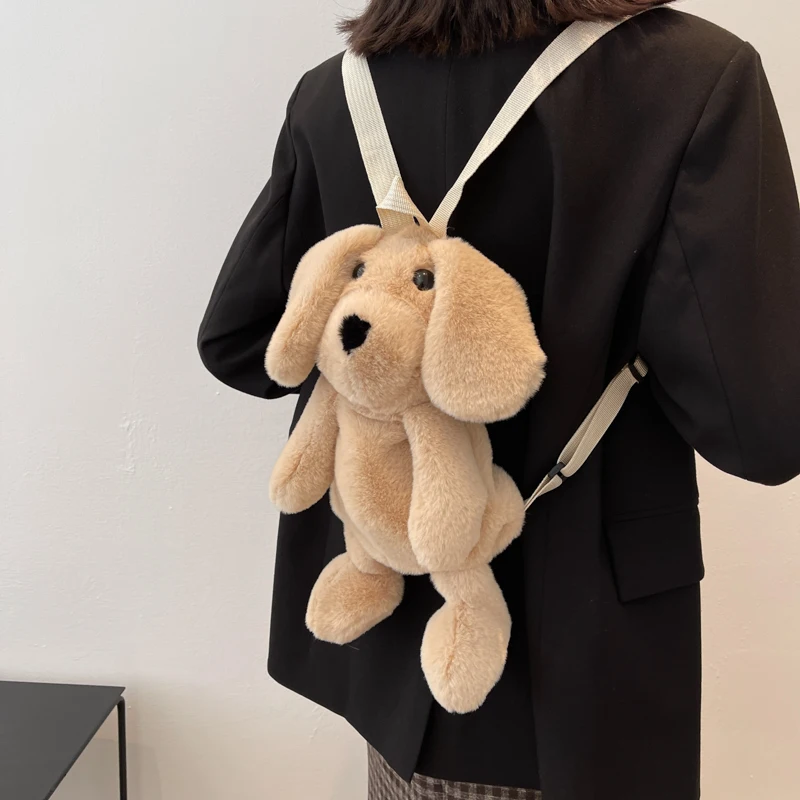 

Children Shoulder Bag Plush Cute 3D Cartoon Puppy Backpack 2021 New Creative Dog Doll Boy Girl Bags
