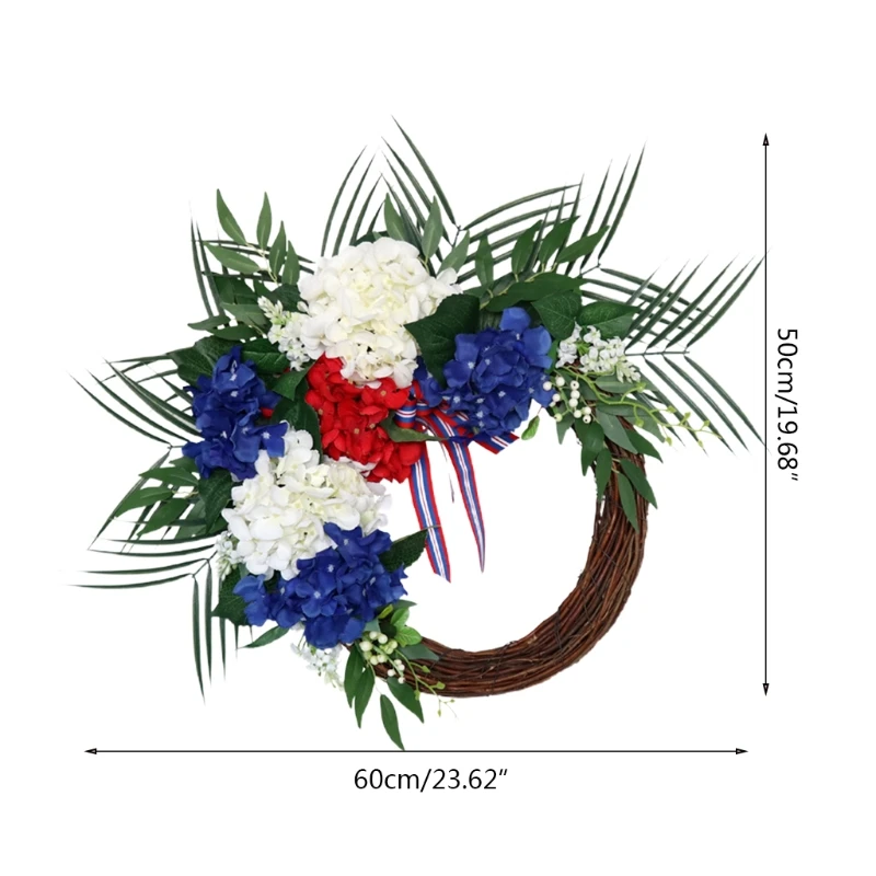

Independence Day Front Door Decor Patriotic Wreaths American Flower July of 4th Independence Day Memorial Garland Dropshipping