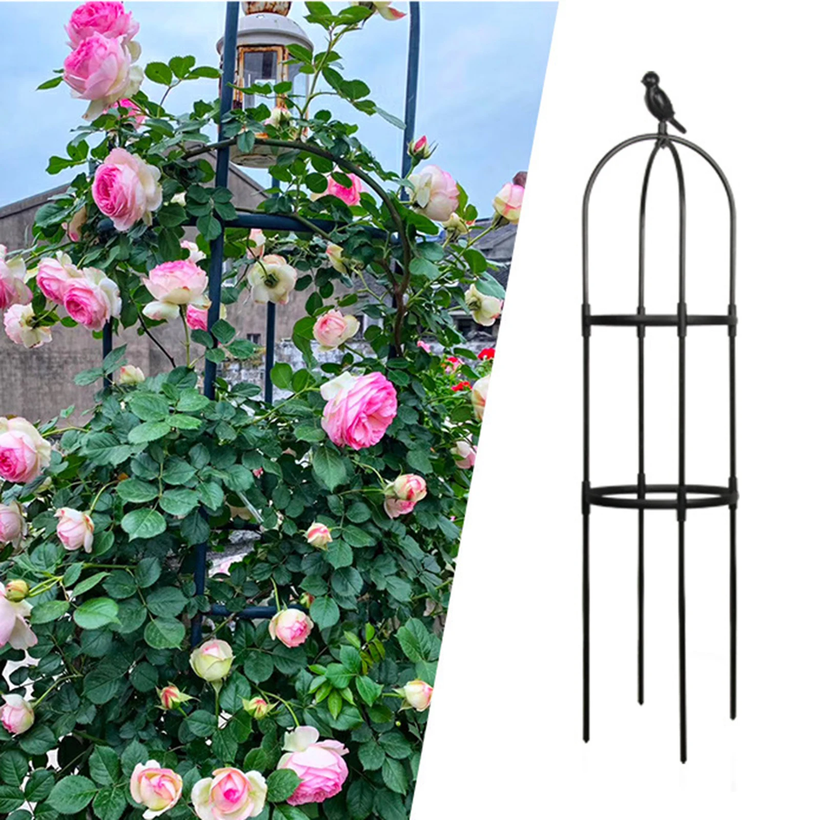 

Gardening Climbing Frame Flower Vine Splicing Support Metal 1 Set Flowerpot Holder Height 150cm Planter Trellis Wrought Iron