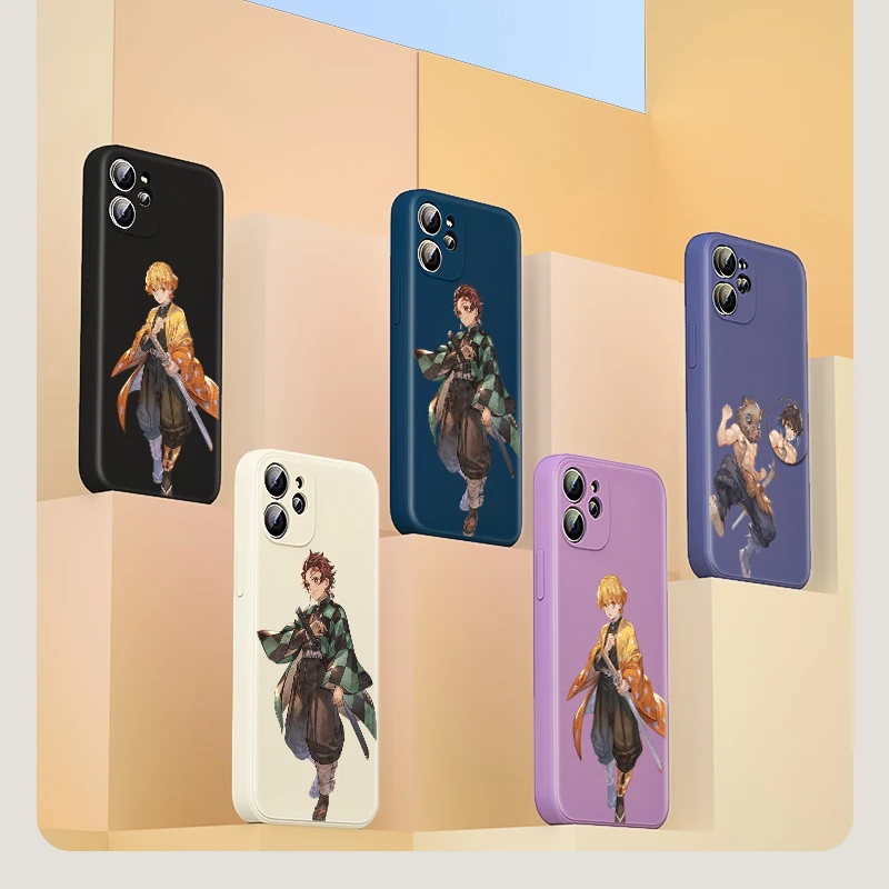 

Hot Anime Demon Slayer Team for Apple iPhone 13 12 Pro Max Mini 11 Pro XS Max X XR 6S 6 7 8 Plus Liquid Silicone Soft Phone Case