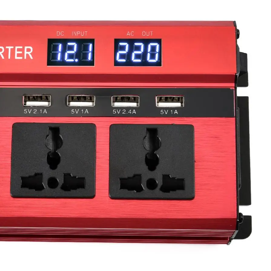 

2000W 12V 24V to AC 220V 110V Aluminum Alloy Case Car Inverter with 4 USB Port and Dual LCD Display Converters
