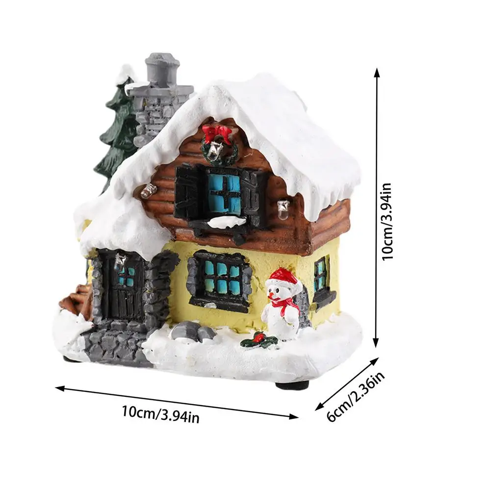 

Mini Christmas Luminous House Snowman Resin Village Figurine Window Ornamnet 2021 New Year Home Decoration Crafts Kids Gift