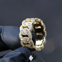 unisex luxury male female rings gold hip hop punk zircon ring cuban link chain exaggerated street artist ring for women men