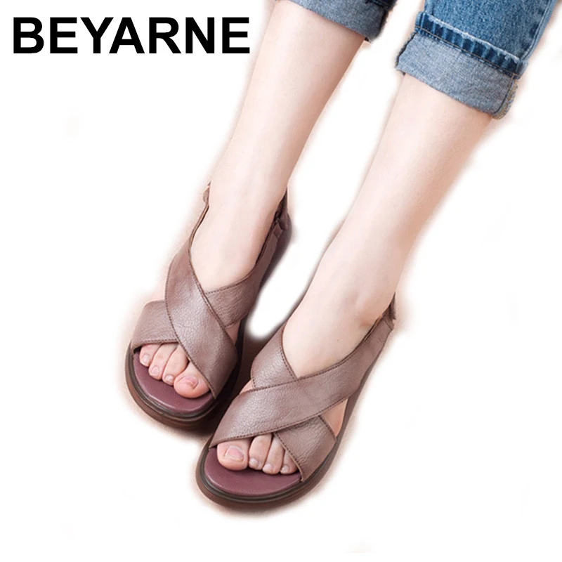 Женские сандалии из натуральной кожи на толстой нескользящей подошве|Боссоножки