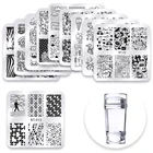 Трафареты для стемпинга ногтей, абстрактные линии, 6 х6 см