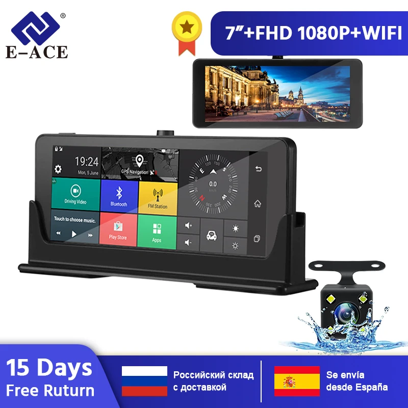 E-ACE E07 1080P HD 4G Автомобильный видеорегистратор Камера ADAS видео рекордер Android 5,1 gps навигация удаленный монитор грузовик видеорегистратор двойная камера s