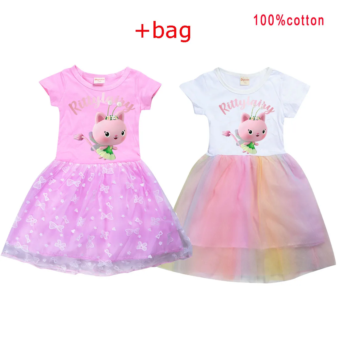 Детское Сетчатое платье принцессы эластичная летняя футболка с изображением