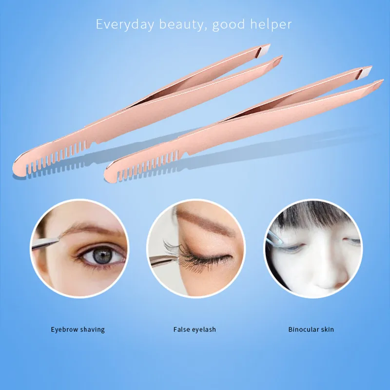 2 шт. розовое золото нержавеющая сталь щипцы для бровей удаления ресниц расческа
