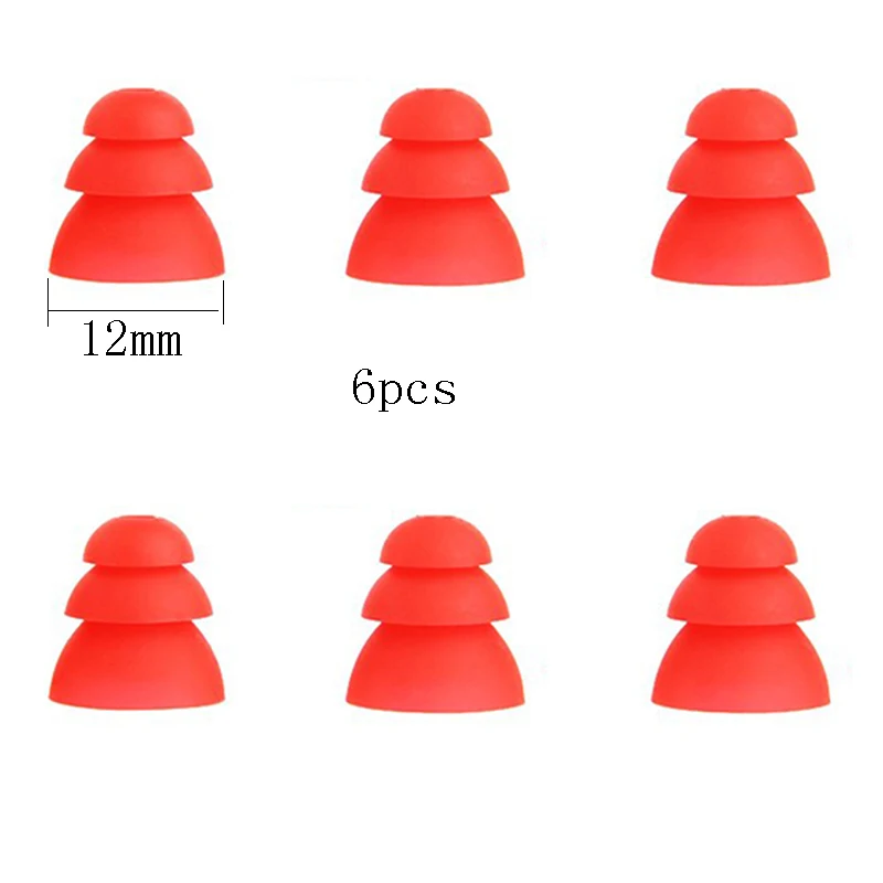 Medium red Ivinxy, 6 шт., трехслойные силиконовые наушники-вкладыши, крышки, сменные вкладыши, вкладыши, наконечники, наушники, вкладыши, амбушюры, подушки - Цвет: Medium red