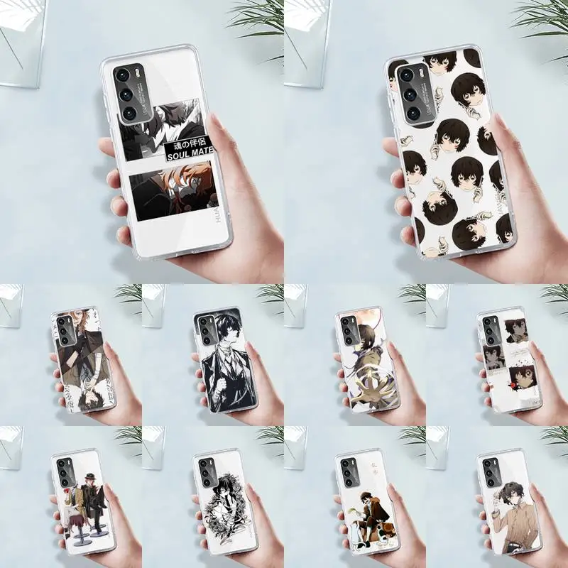 

Japan anime bungou stray Phone Case Transparent For Huawei MATE P 40 30 20 10 pro plus lite X 5G Soft TPU Clear Mobile bags