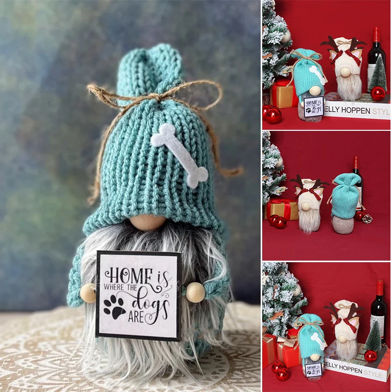 

Christmas Faceless Doll Knitted Plush Gnome Toy Creative Xmas Desktop Ornament for Home Living Room Office 2021