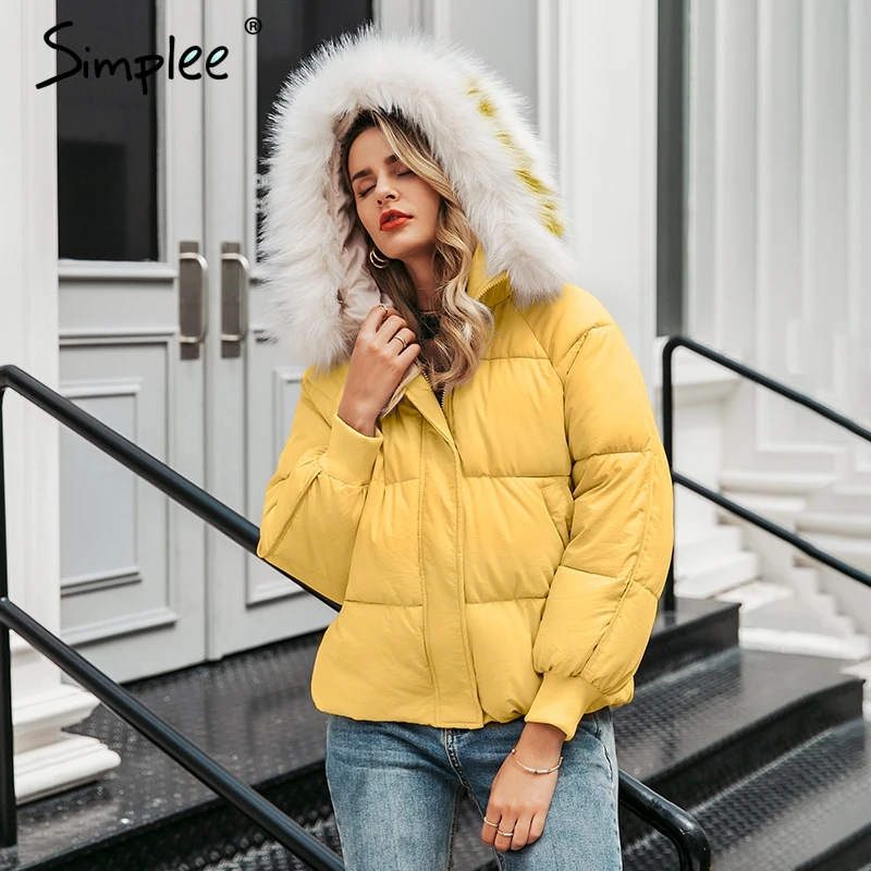Simplee женская верхняя одежда с капюшономс длинным рукавом меховой воротник