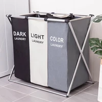 dirty clothes storage basket three compartment storage basket foldable large laundry basket waterproof family laundry basket
