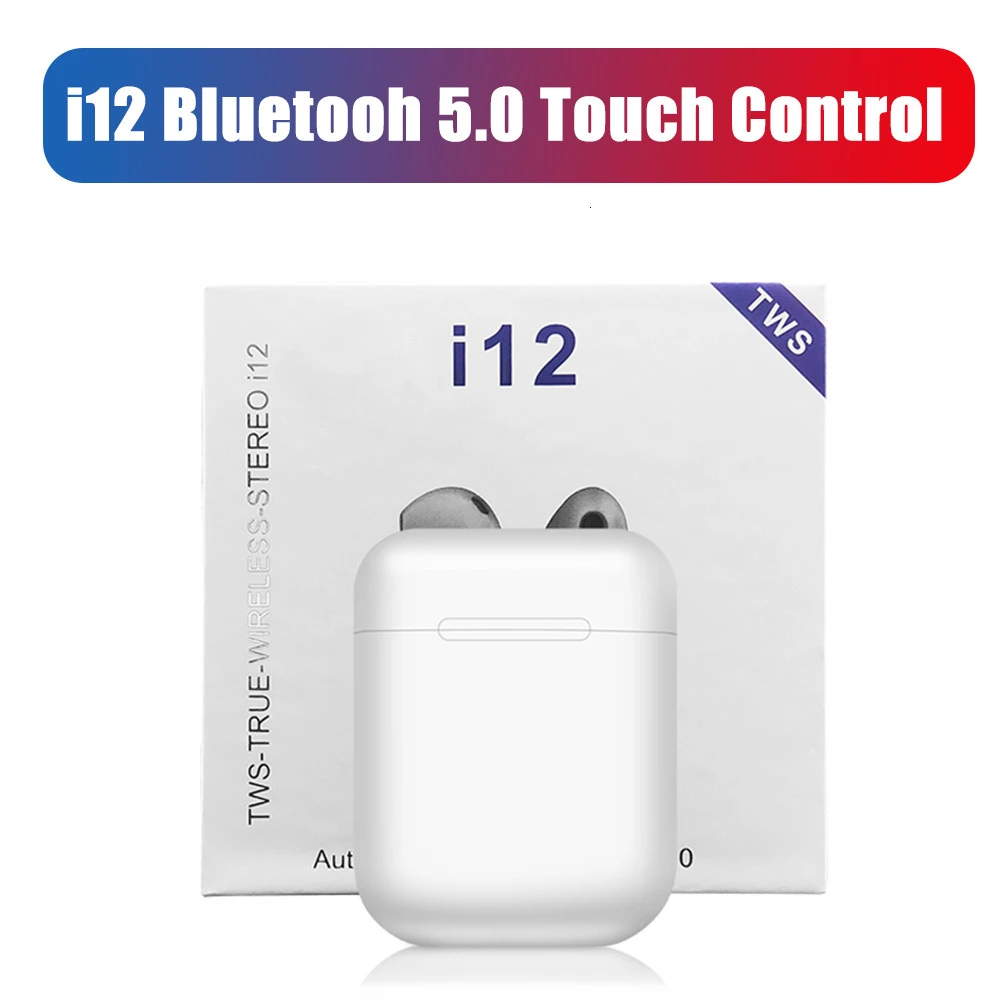 white-No box I12 Tws Bluetooth 5,0 наушники, мини беспроводные гарнитуры, настоящие беспроводные стерео наушники для Iphone Android телефонов - Цвет: white-No box