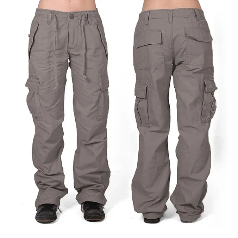 Женские Удобные повседневные брюки-карго на шнурке с карманами-XS-серый | Женская