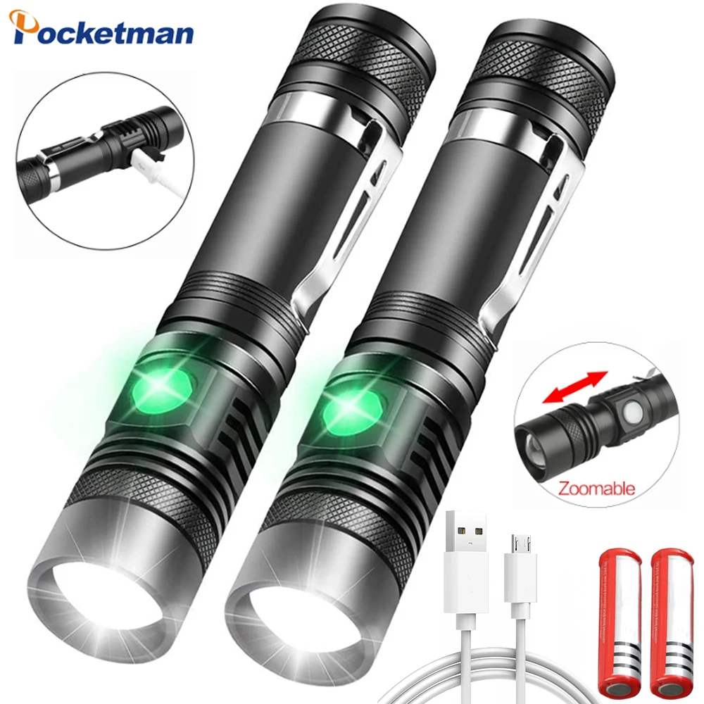 

8000LM Super Bright LED Flashlight T6 / L2 / V6 LDE Zoomable Outdoor Bicycle Light USB Rechargeable Torch Waterproof Hand Light